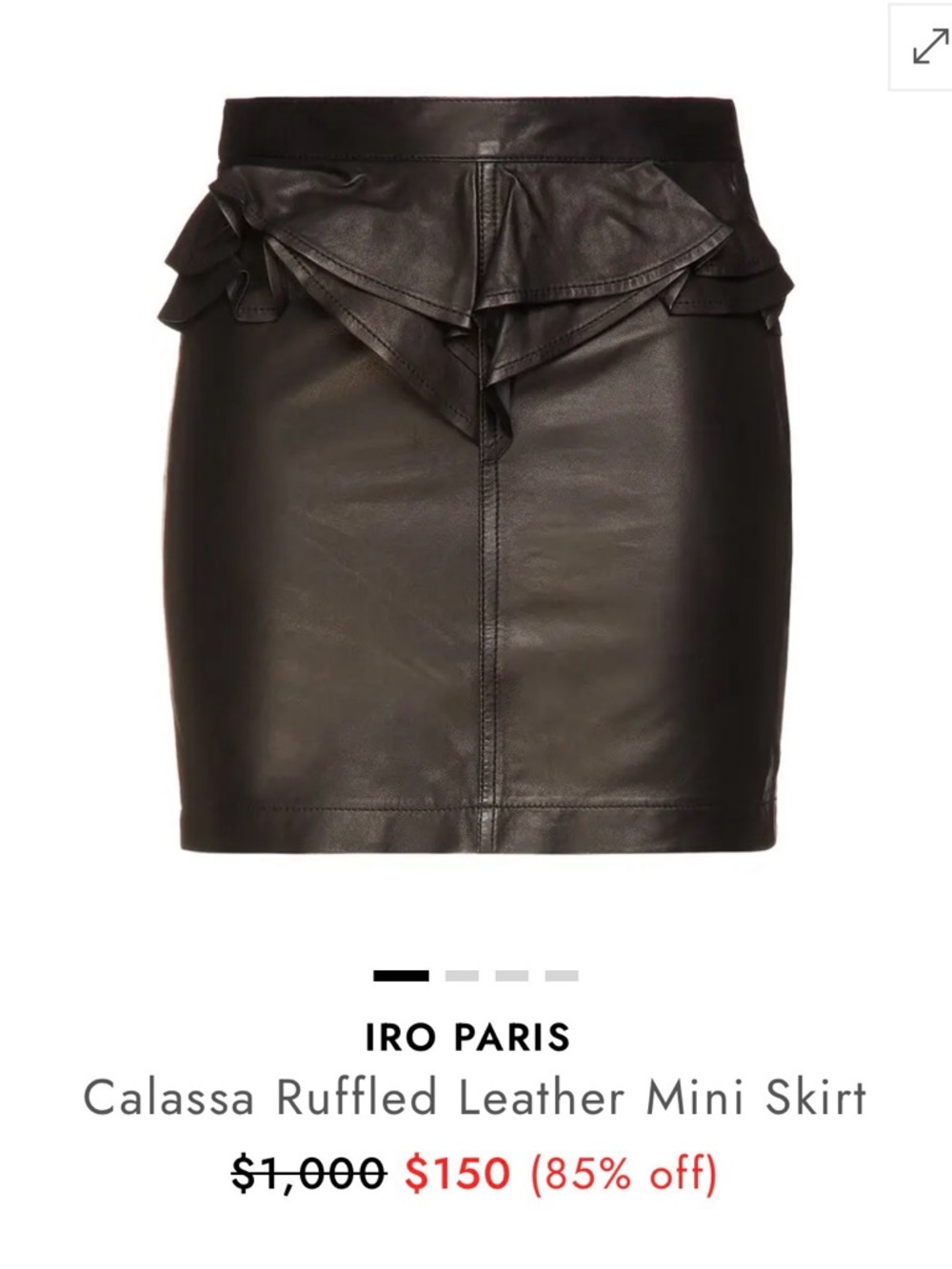 IRO Calassa Ruffled Leather Mini Skirt - Black